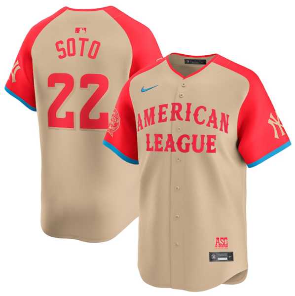 Mens American League #22 Juan Soto Cream 2024 All-Star Limited Stitched Baseball Jersey